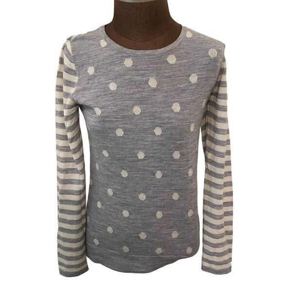 Clements Ribeiro Extra Fine Wool Gray Dots Stripes Jumper Size Small Women’s - Picture 1 of 4